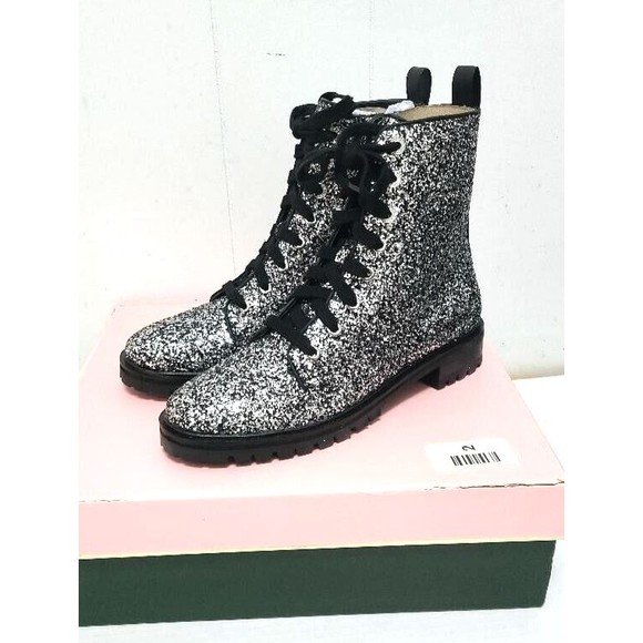 Kate Spade Women's Jemma Black Silver Glitter Fashion Boots Size 9 NIB MSRP 289 - Picture 6 of 12